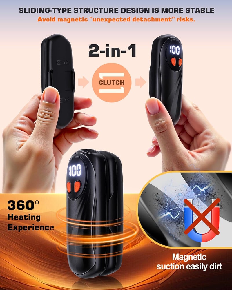 KILeap Hand Warmers Rechargeable 2 Pack, 6000mAh Electric Hand Warmers, 5-Level Heating with Battery Display, Reusable Portable Pocket Heater, Gifts for Christmas, Outdoor, Golf, Travel, Hunting, Camping - Image 5
